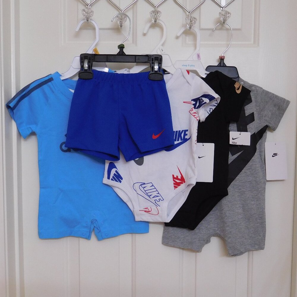 NWT 5pc Nike Adidas Sports Outfits Romper Boys Bundle sz 6 Months